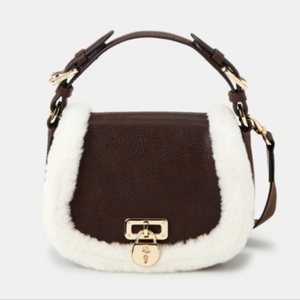 Nwt..Lauren Ralph Lauren Shearling Trim Small Tanner Crossbody